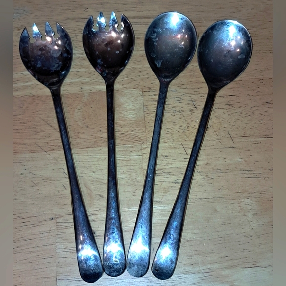 SERVING FORKS & SPOONS Silverplated ITALY EALES 1779 (2 SETS) - Picture 4 of 16